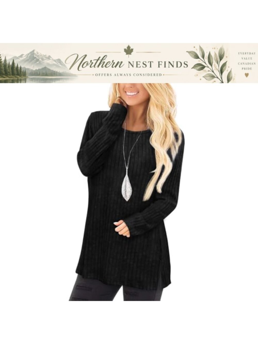 Womens Tunic Top Long Sleeve Crew Neck Loose Fit Pullover for Leggings Casual